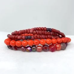 Mardi Gras Spot 7" Glass Bead Bracelets - Red (Dozen) Beads 7 Mardi Gras Spot 7