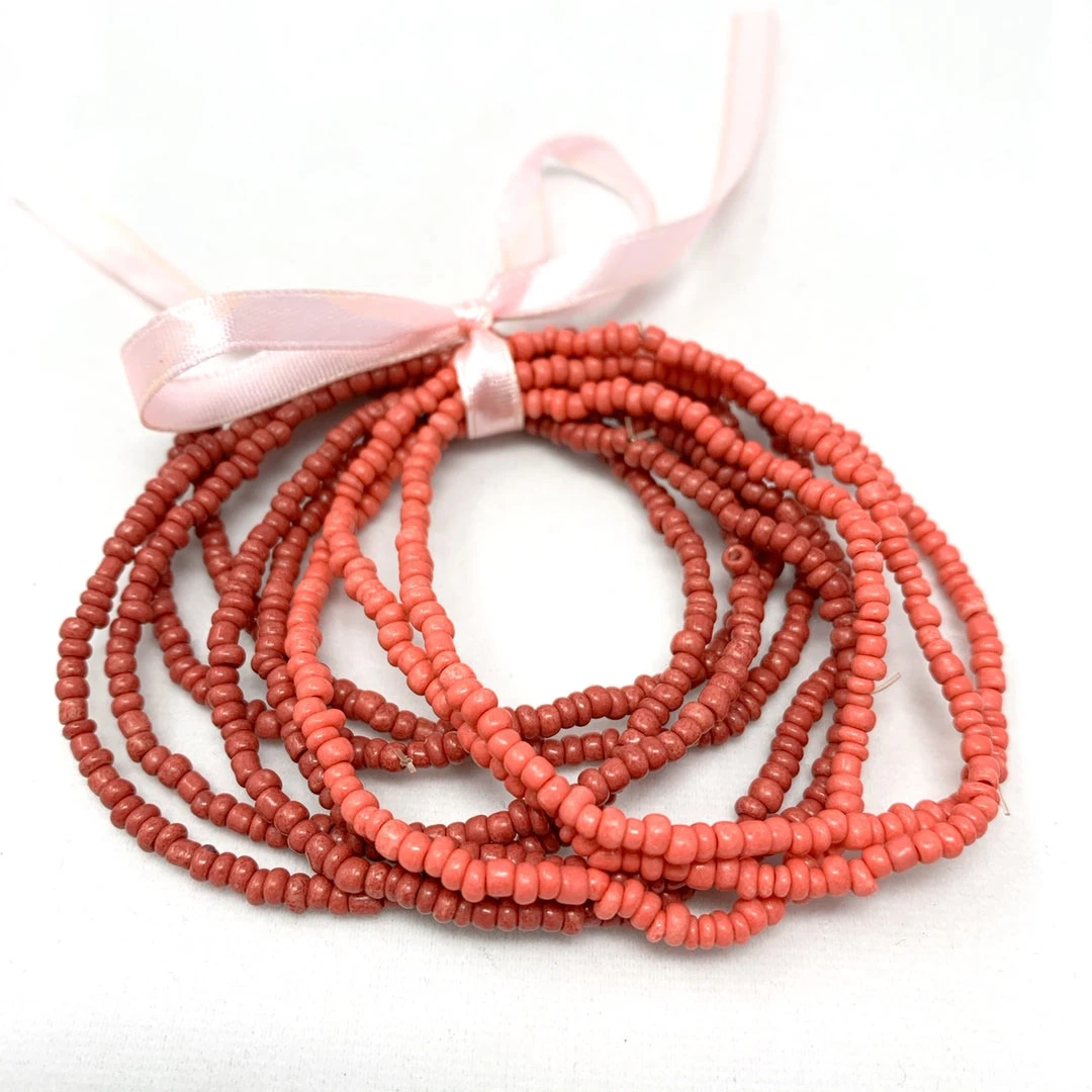 Mardi Gras Spot 7" Glass Bead Bracelets - Red And Light Pink (Dozen) Beads 4 Mardi Gras Spot 7" Glass Bead Bracelets - Red And Light Pink (Dozen) Beads