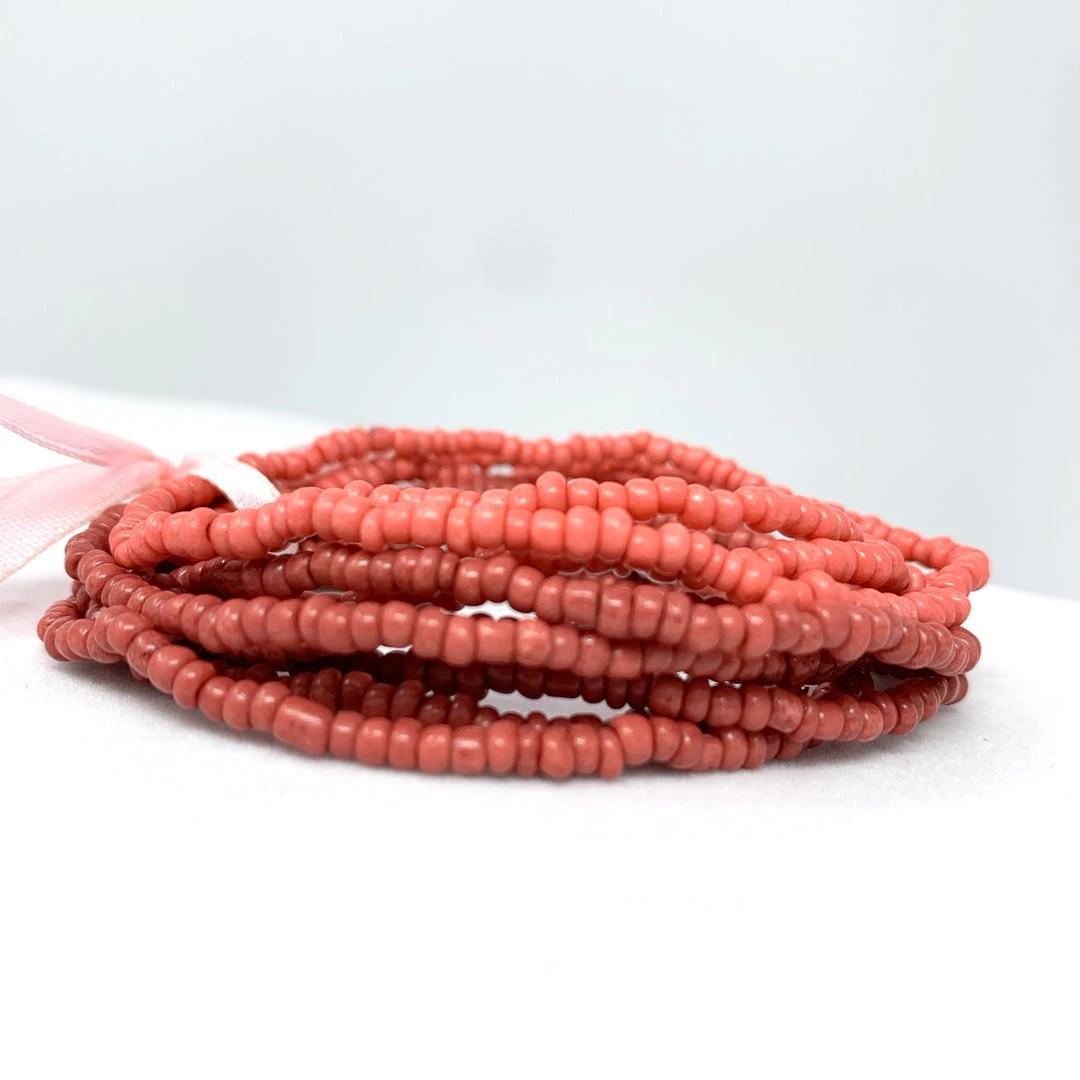 Mardi Gras Spot 7" Glass Bead Bracelets - Red And Light Pink (Dozen) Beads 5 Mardi Gras Spot 7" Glass Bead Bracelets - Red And Light Pink (Dozen) Beads