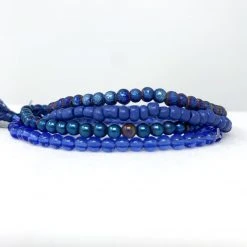 Mardi Gras Spot 7" Glass Bead Bracelets - Blue (Dozen)