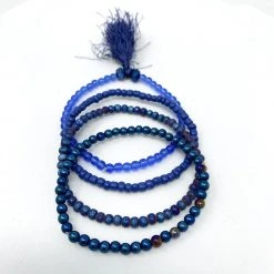 Mardi Gras Spot 7" Glass Bead Bracelets - Blue (Dozen)