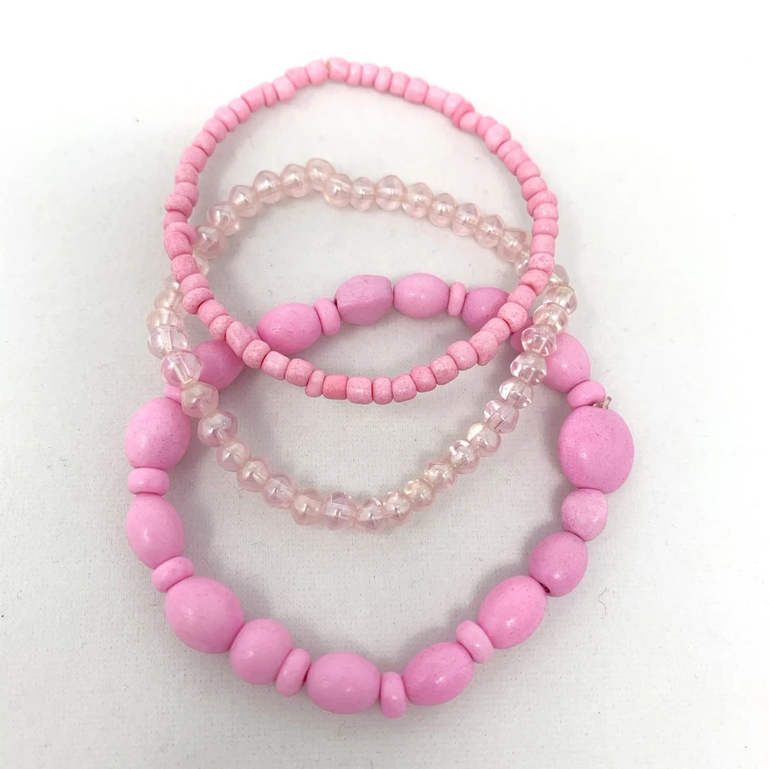 Mardi Gras Spot Beads 7" Glass Bead Bracelets - Lavender And Light Pink (Dozen) 3 Mardi Gras Spot Beads 7" Glass Bead Bracelets - Lavender And Light Pink (Dozen)