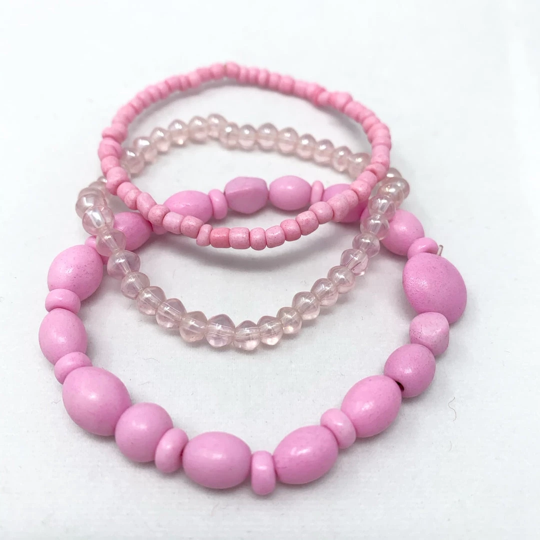 Mardi Gras Spot Beads 7" Glass Bead Bracelets - Lavender And Light Pink (Dozen) 4 Mardi Gras Spot Beads 7" Glass Bead Bracelets - Lavender And Light Pink (Dozen)