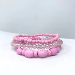 Mardi Gras Spot Beads 7" Glass Bead Bracelets - Lavender And Light Pink (Dozen) 7 Mardi Gras Spot Beads 7