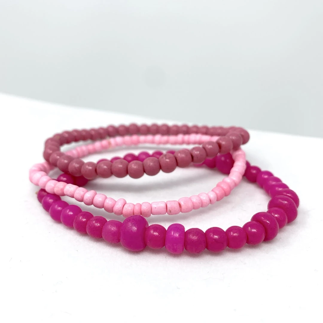 Mardi Gras Spot 7" Glass Bead Bracelets - Hot Pink And Light Pink (36 Pieces) Beads 5 Mardi Gras Spot 7" Glass Bead Bracelets - Hot Pink And Light Pink (36 Pieces) Beads