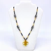 Mardi Gras Spot 26" Fleur De Lis Glass Pendant Necklace With Glass Black And Gold Beads (Each) 2 Mardi Gras Spot 26" Fleur De Lis Glass Pendant Necklace With Glass Black And Gold Beads (Each)