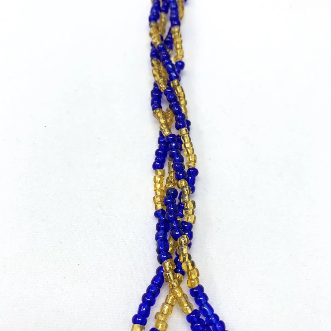 Mardi Gras Spot 27" Yellow And Blue Glass Bead Necklace And Bracelet Set (Each) Beads 7 Mardi Gras Spot 27" Yellow And Blue Glass Bead Necklace And Bracelet Set (Each) Beads