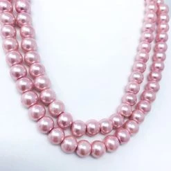 Mardi Gras Spot Beads 27" 6mm Pink Pearl Glass Bead Necklace (Dozen)
