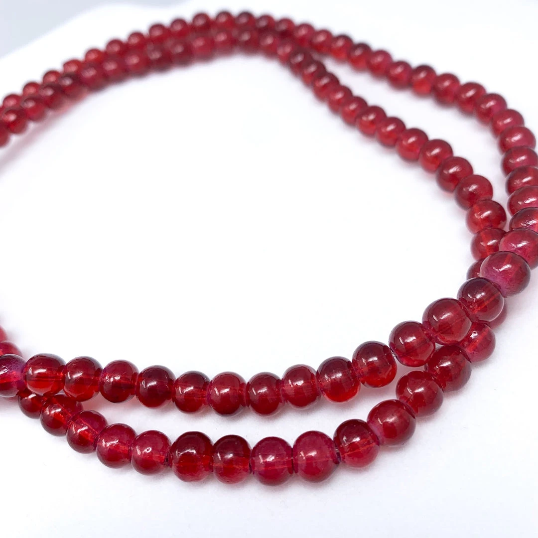 Mardi Gras Spot 27" 8mm Red Glass Bead Necklace (Dozen) Beads 4 Mardi Gras Spot 27" 8mm Red Glass Bead Necklace (Dozen) Beads