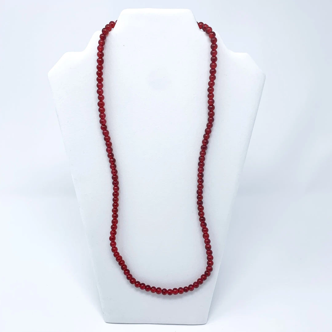 Mardi Gras Spot 27" 8mm Red Glass Bead Necklace (Dozen) Beads 3 Mardi Gras Spot 27" 8mm Red Glass Bead Necklace (Dozen) Beads