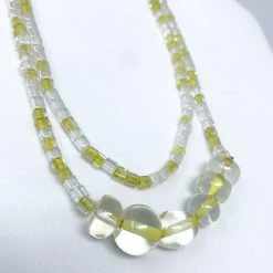 Mardi Gras Spot 27" Yellow/Clear Glass Beads With Large Clear Beads Glass Necklace (Dozen) 5 Mardi Gras Spot 27