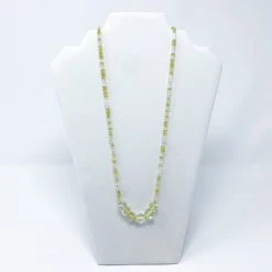 Mardi Gras Spot 27" Yellow/Clear Glass Beads With Large Clear Beads Glass Necklace (Dozen)