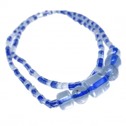 Mardi Gras Spot 27" Blue/Clear Glass Beads With Large Clear Beads Glass Necklace (Dozen)