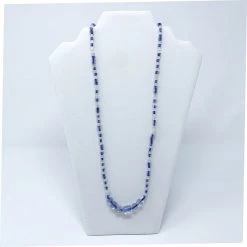Mardi Gras Spot 27" Blue/Clear Glass Beads With Large Clear Beads Glass Necklace (Dozen)