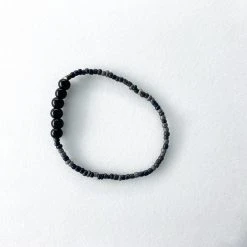 Mardi Gras Spot 7.5" Black & Grey Glass Bead Bracelet (Dozen)