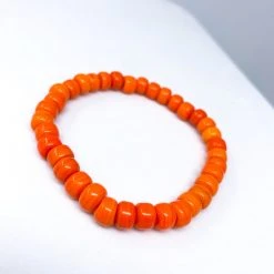 Mardi Gras Spot Beads 7.5" Orange Glass Bead Bracelet (Dozen)
