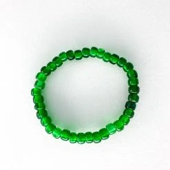 Mardi Gras Spot 7.5" Green Glass Bead Bracelet (Dozen) Beads
