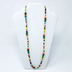 Mardi Gras Spot 27" Orange And Teal Multi Glass Bead Necklace (Dozen) Beads