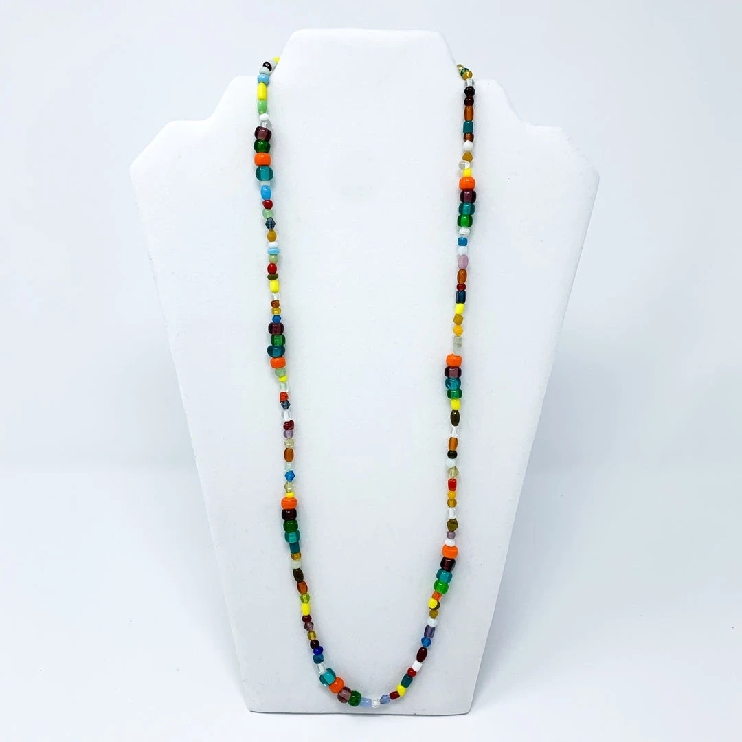 Mardi Gras Spot 27" Orange And Teal Multi Glass Bead Necklace (Dozen) Beads 3 Mardi Gras Spot 27" Orange And Teal Multi Glass Bead Necklace (Dozen) Beads
