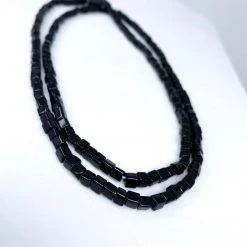 Mardi Gras Spot Beads 27" Black Square Glass Bead Necklace (Dozen)