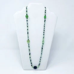 Mardi Gras Spot Beads 27" Blue And Green Glass Bead Necklace (Dozen)