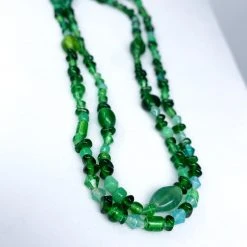 Mardi Gras Spot 27" Light And Dark Green Glass Bead Necklace (Dozen) Beads 5 Mardi Gras Spot 27