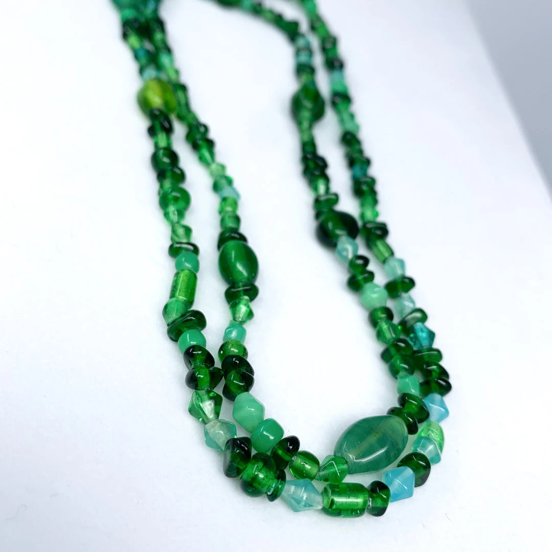 Mardi Gras Spot 27" Light And Dark Green Glass Bead Necklace (Dozen) Beads 4 Mardi Gras Spot 27" Light And Dark Green Glass Bead Necklace (Dozen) Beads