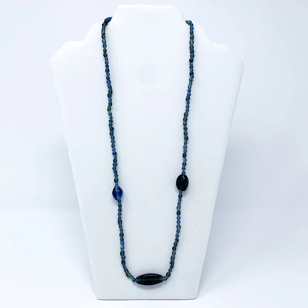 Mardi Gras Spot 27" Navy Blue Glass Bead Necklace (Dozen) Beads 3 Mardi Gras Spot 27" Navy Blue Glass Bead Necklace (Dozen) Beads