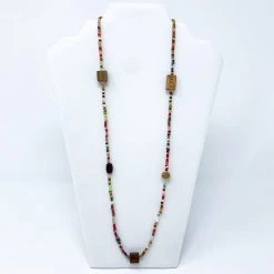 Mardi Gras Spot 27" Multi Color Glass And Wooden Bead Necklace (Dozen)