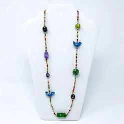 Mardi Gras Spot 27" Multi Color Glass And Clay Bird Bead Necklace (Dozen)