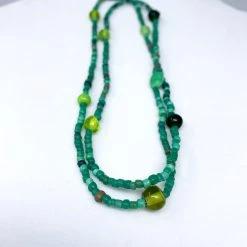 Mardi Gras Spot 27" Small Green Glass Bead Necklace (Dozen)