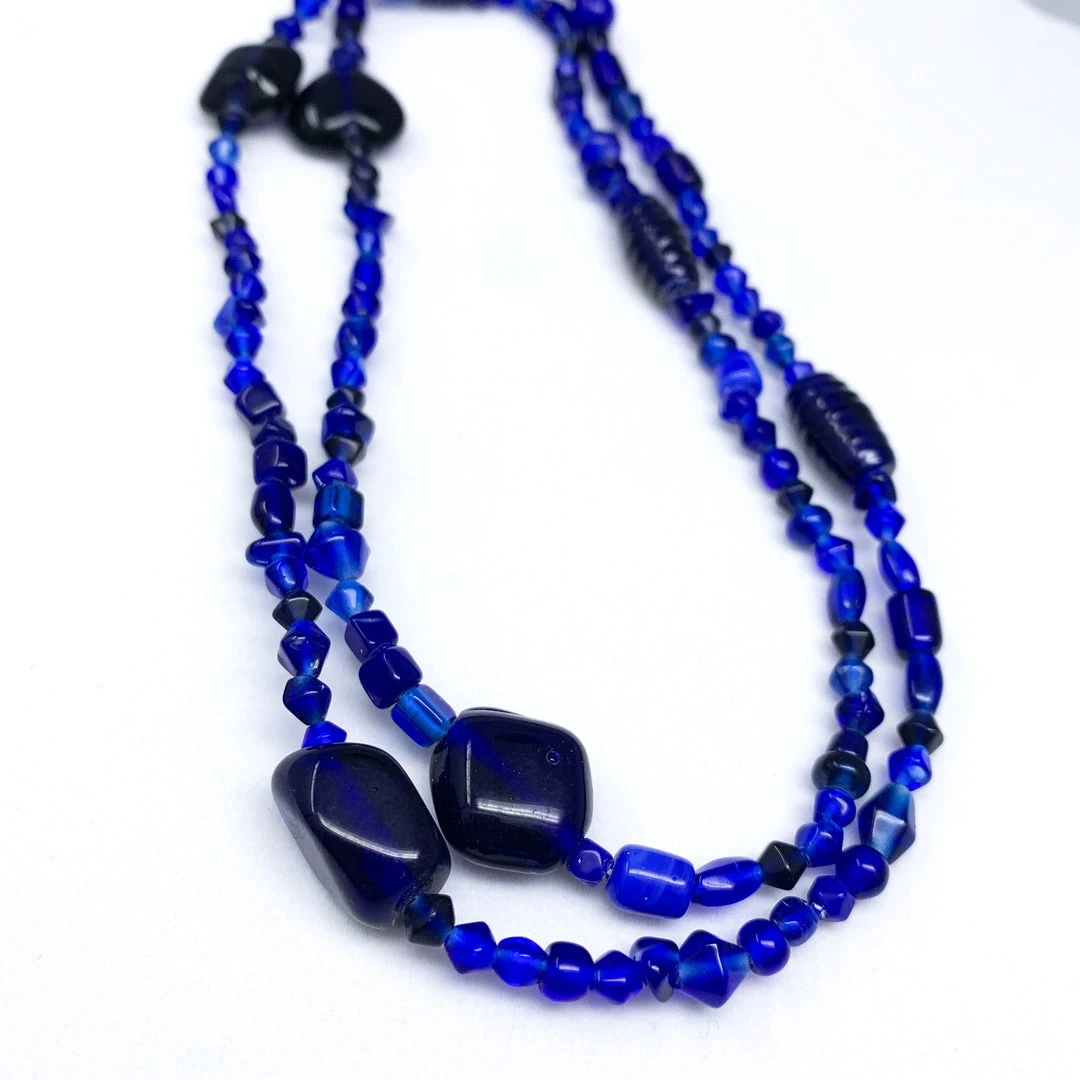 Mardi Gras Spot Beads 27" Bright And Dark Blue Glass Bead Necklace (Dozen) 4 Mardi Gras Spot Beads 27" Bright And Dark Blue Glass Bead Necklace (Dozen)