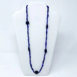 Mardi Gras Spot Beads 27" Bright And Dark Blue Glass Bead Necklace (Dozen)