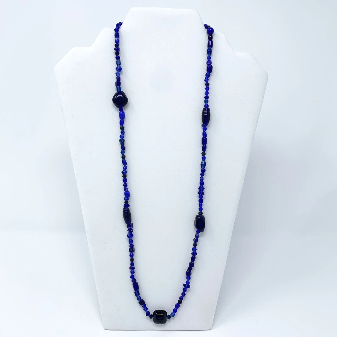 Mardi Gras Spot Beads 27" Bright And Dark Blue Glass Bead Necklace (Dozen) 3 Mardi Gras Spot Beads 27" Bright And Dark Blue Glass Bead Necklace (Dozen)