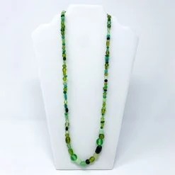 Mardi Gras Spot 27" Assorted Green Glass Beads Necklace (Dozen)