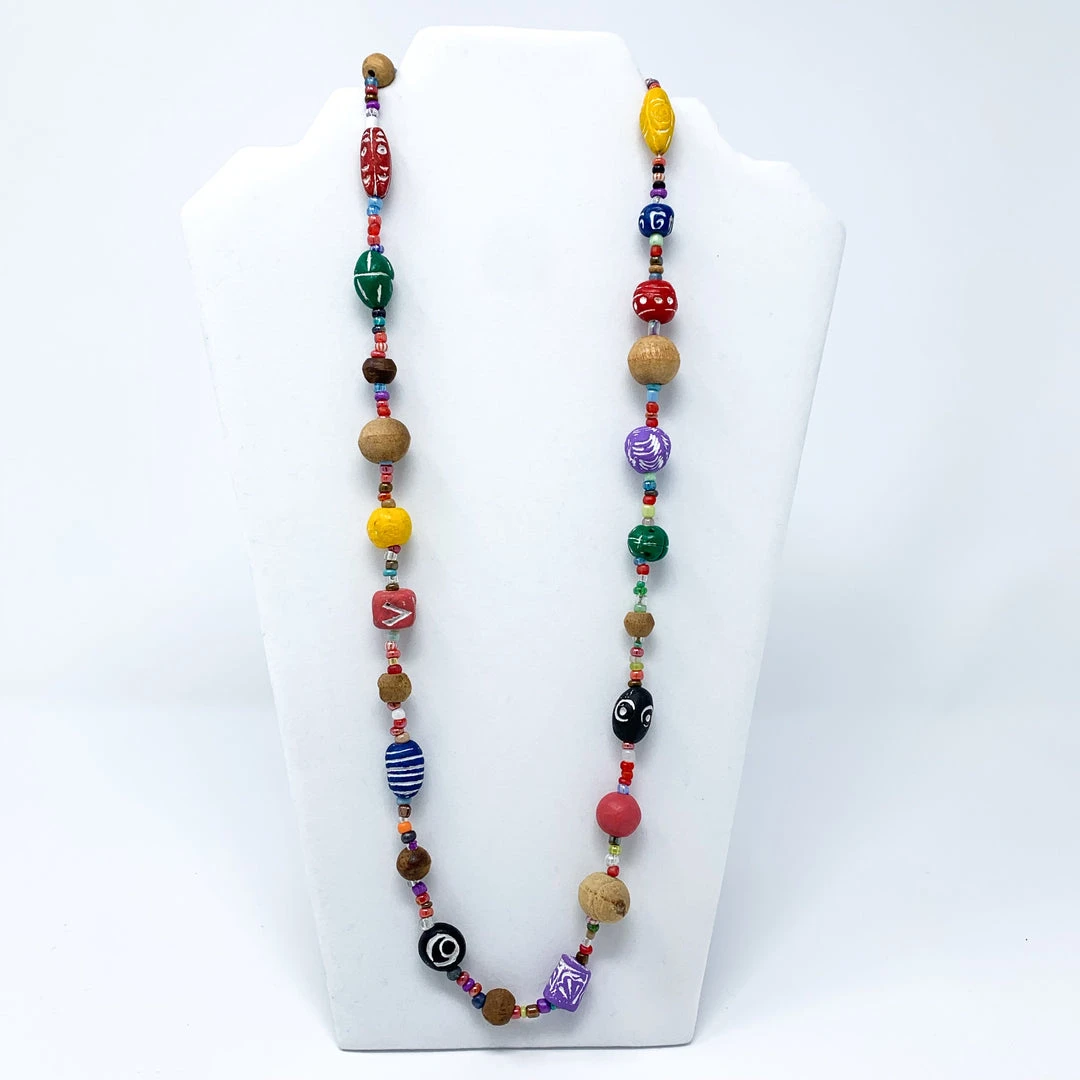 Mardi Gras Spot 27" Assorted Glass, Clay And Wooden Beads Necklace (Dozen) Mardi Gras Spot 27" Assorted Glass, Clay And Wooden Beads Necklace (Dozen)