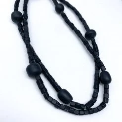 Mardi Gras Spot 27" Black Matte Glass Bead Necklace (Dozen) Beads