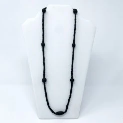 Mardi Gras Spot 27" Black Matte Glass Bead Necklace (Dozen) Beads
