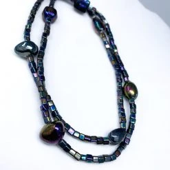 Mardi Gras Spot 27" Black Opalescent Glass Bead Necklace (Dozen) Beads