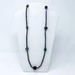 Mardi Gras Spot 27" Black Opalescent Glass Bead Necklace (Dozen) Beads
