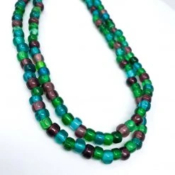 Mardi Gras Spot 27" Purple, Teal And Green Glass Bead Necklace (Dozen)
