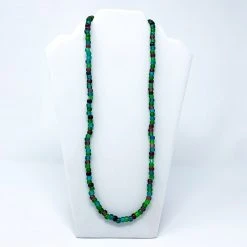 Mardi Gras Spot 27" Purple, Teal And Green Glass Bead Necklace (Dozen)