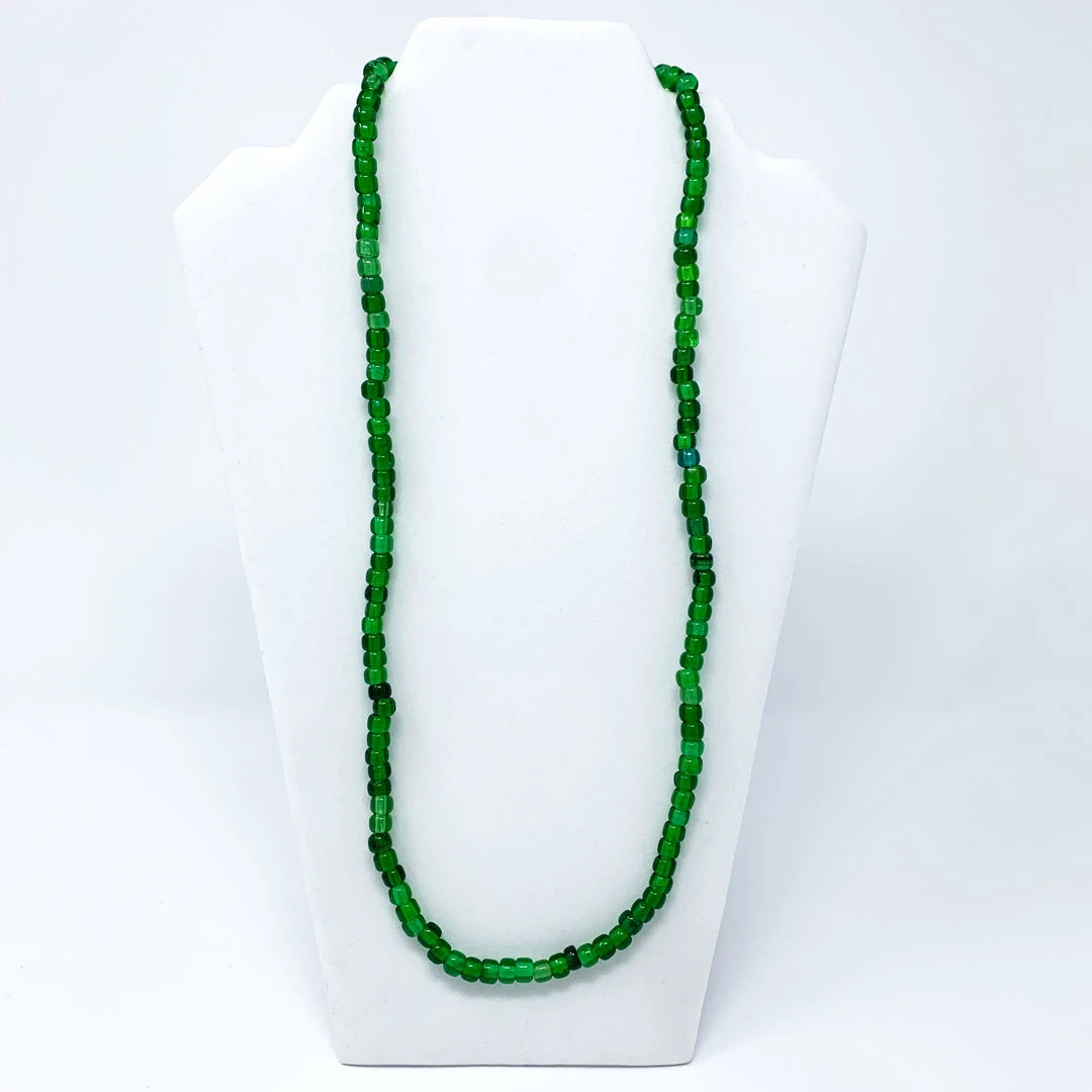 Mardi Gras Spot Beads 27" Green Round Glass Bead Necklace (Dozen) 3 Mardi Gras Spot Beads 27" Green Round Glass Bead Necklace (Dozen)