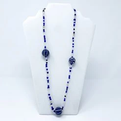 - No Manufacturer - 27" Blue & White Glass And Clay Bead Necklace (Dozen) Beads