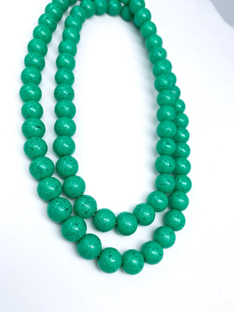 Mardi Gras Spot 27" Green With Specks Glass Bead Necklace (Dozen) Beads 4 Mardi Gras Spot 27" Green With Specks Glass Bead Necklace (Dozen) Beads