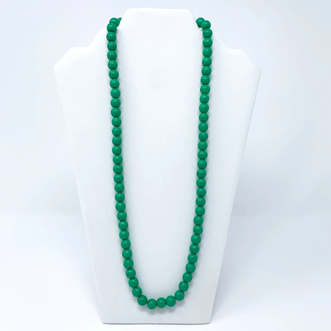 Mardi Gras Spot 27" Green With Specks Glass Bead Necklace (Dozen) Beads 3 Mardi Gras Spot 27" Green With Specks Glass Bead Necklace (Dozen) Beads