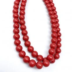 Mardi Gras Spot Beads 27" Red With Specks Glass Bead Necklace (Dozen)
