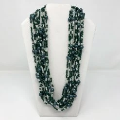 - No Manufacturer - Beads 27" Green White Glass Bead Necklace (Dozen)
