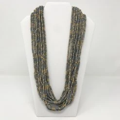 Plush Appeal, LLC 27" Gold Grey Glass Beads Necklace (Dozen)