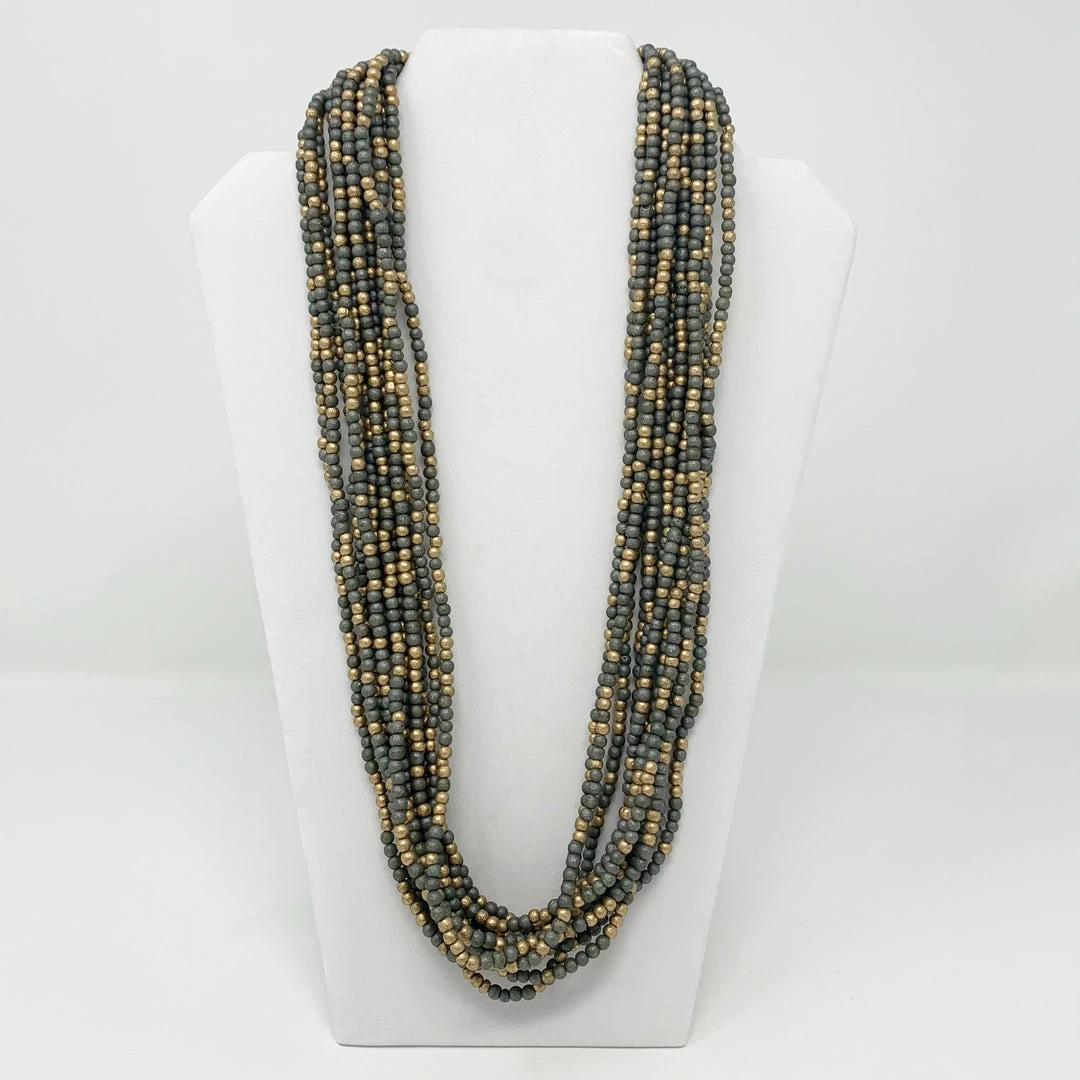 Plush Appeal, LLC 27" Green Gold Glass Beads Necklace (Dozen) 3 Plush Appeal, LLC 27" Green Gold Glass Beads Necklace (Dozen)